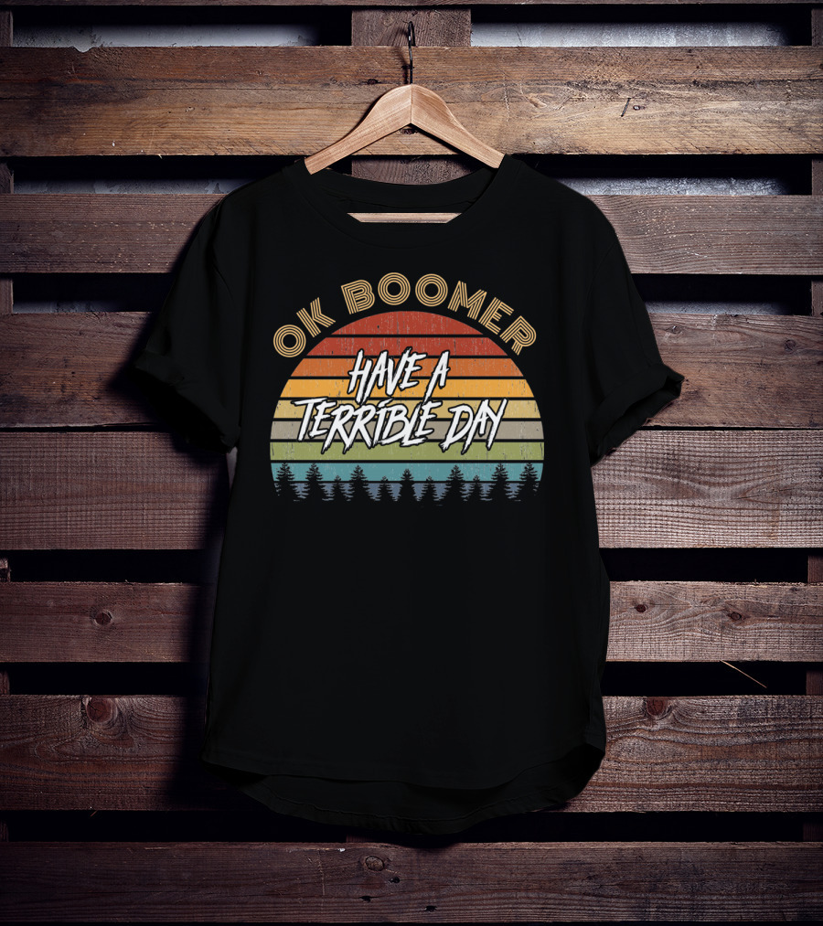 Retro Vintage Sunset Ok Boomer Have A Terrible Day T-Shirt