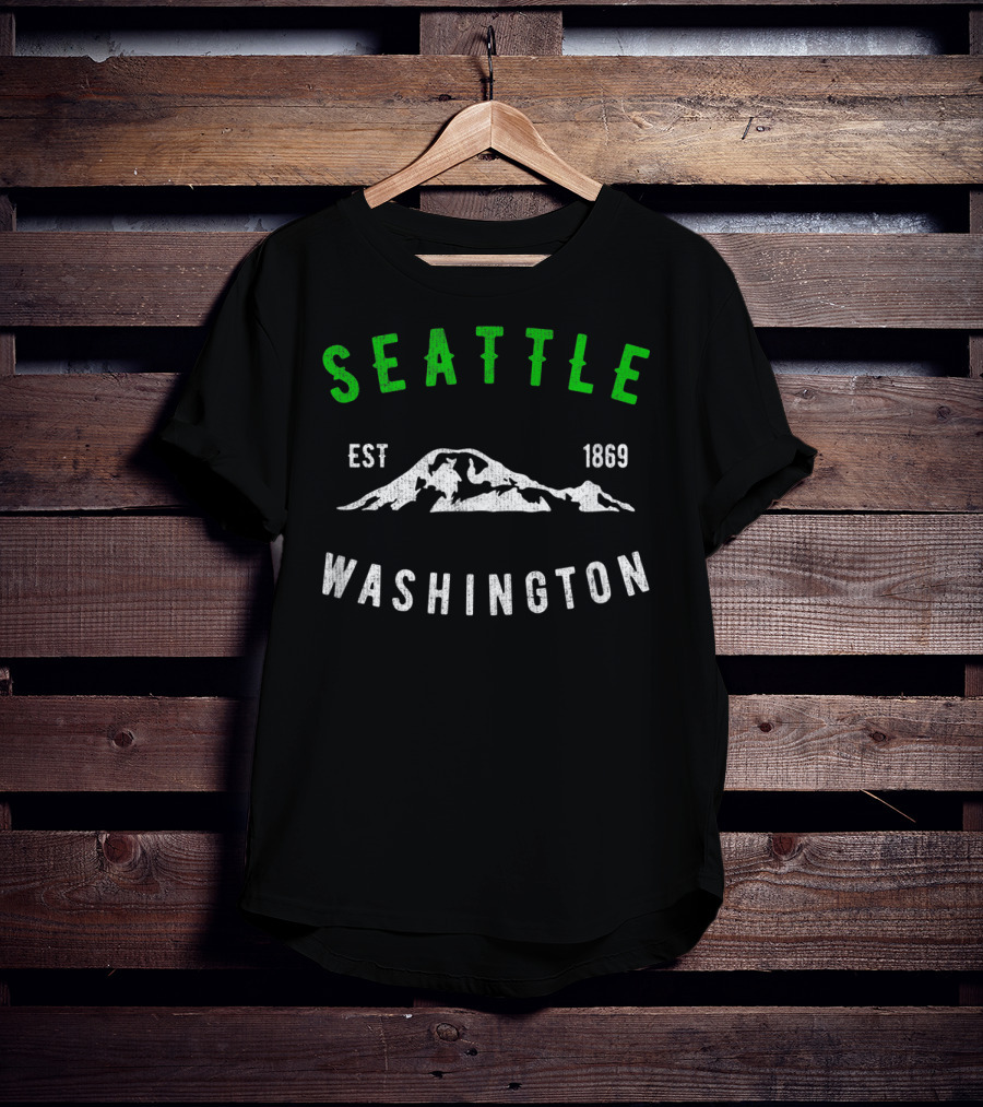 Seattle Washington Est 1869 Classic Emerald City Mountain T-Shirt