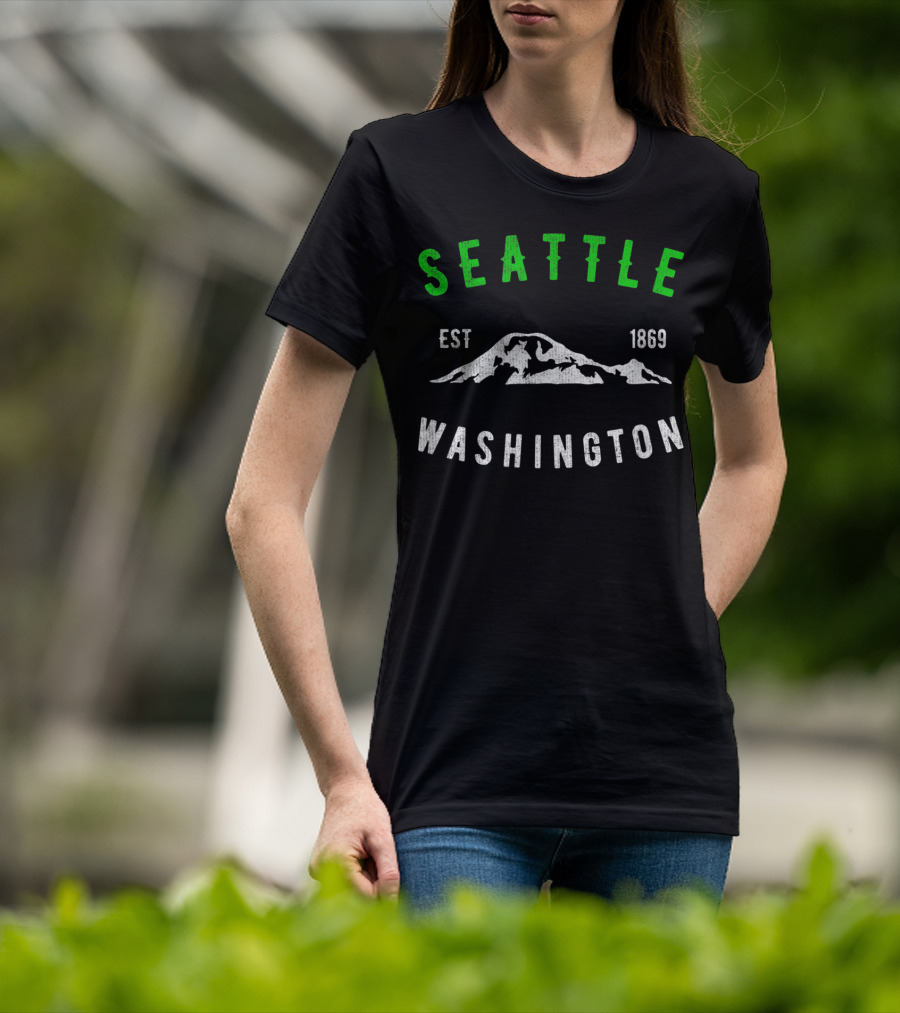 Seattle Washington Est 1869 Classic Emerald City Mountain T-Shirt