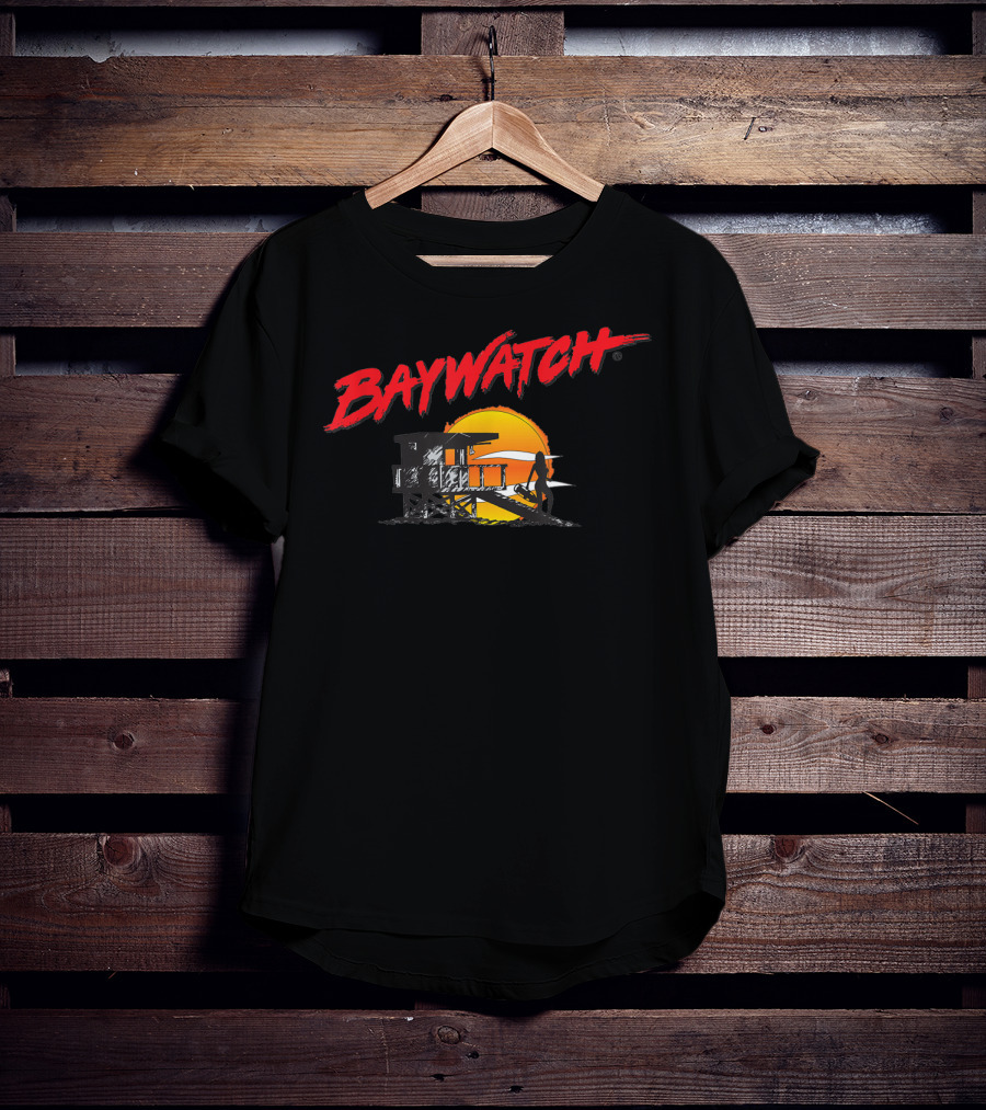 Baywatch Classic Bay And Tower Silhouette At Sunset T-Shirt