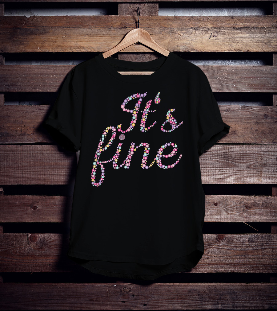 It's Fine Classic Vintage Print Colorful Beaded T-Shirt