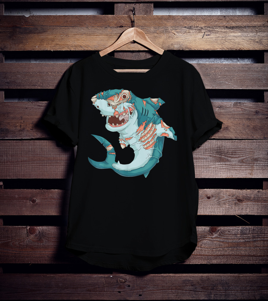 Cool Shark Zombie Funny Lazy Halloween T-Shirt
