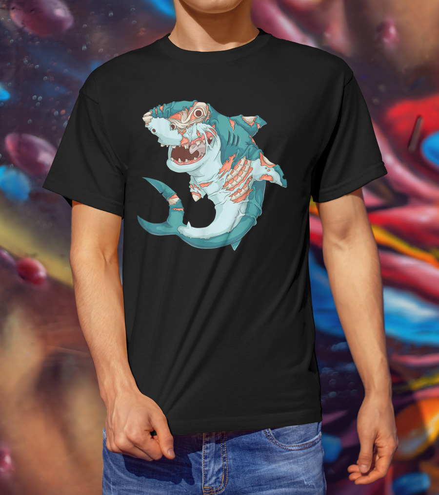 Cool Shark Zombie Funny Lazy Halloween T-Shirt