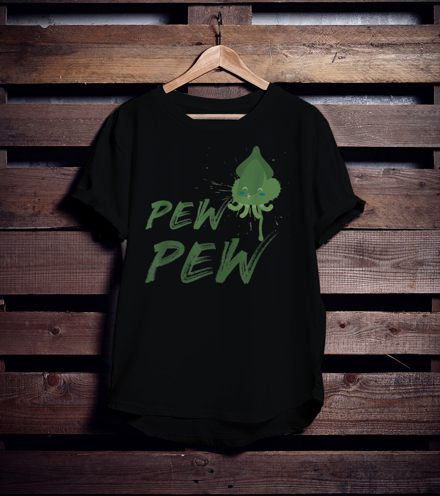 Pew Pew Cute Spitting Ink Squid Seafood Lovers T-Shirt
