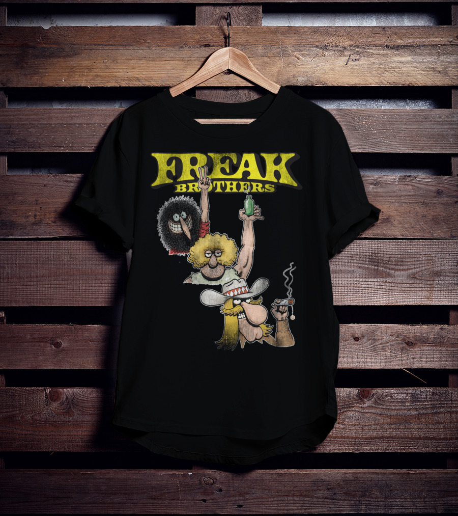 Freak Brothers Three Freaks Peace Cigar And Bottle T-Shirt
