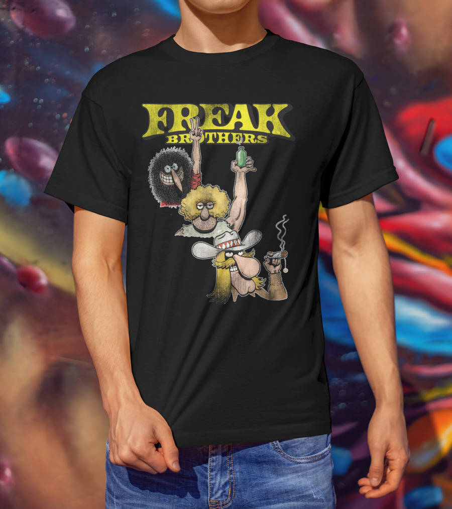 Freak Brothers Three Freaks Peace Cigar And Bottle T-Shirt