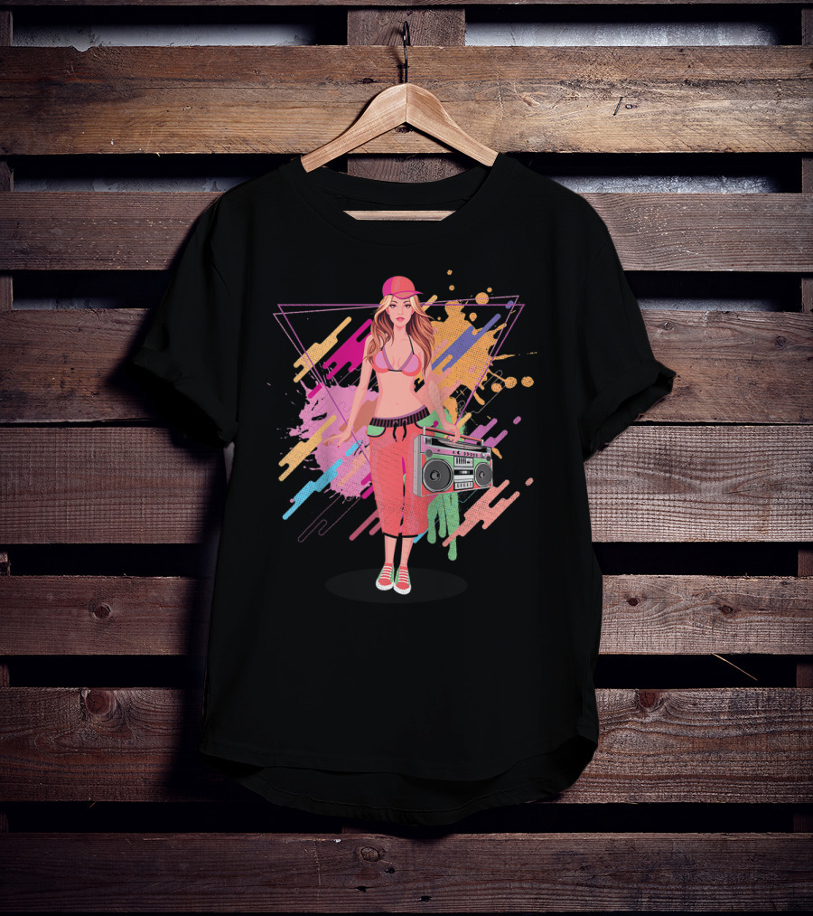 Freestyle Music Street Hip Hop Crew Boombox Girl T-Shirt