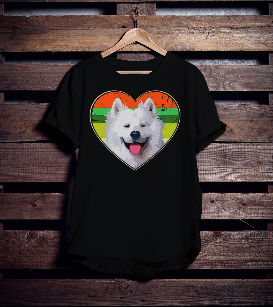 Heart American Eskimo Dog Rainbow Stripes T-Shirt