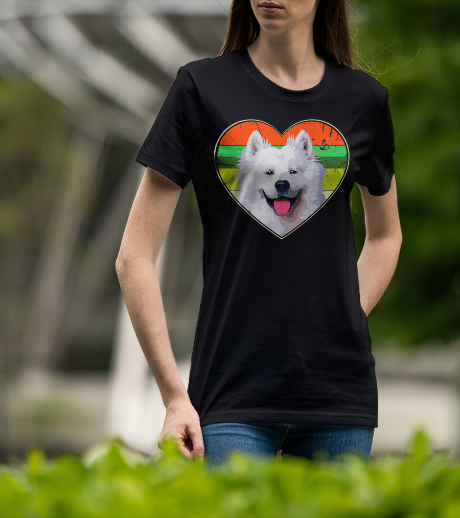Heart American Eskimo Dog Rainbow Stripes T-Shirt