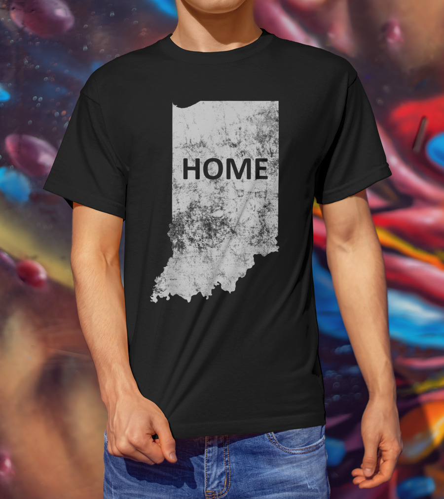 Indiana Home State Grunge Text Map T-Shirt