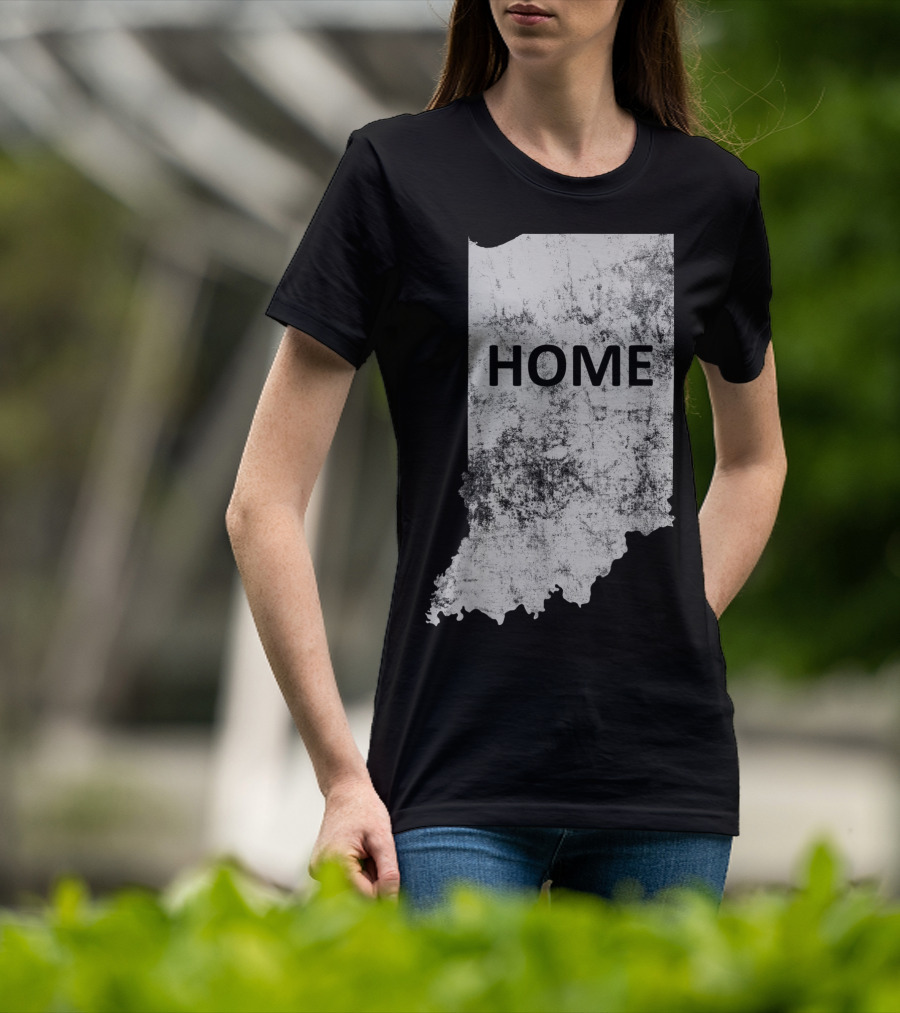 Indiana Home State Grunge Text Map T-Shirt
