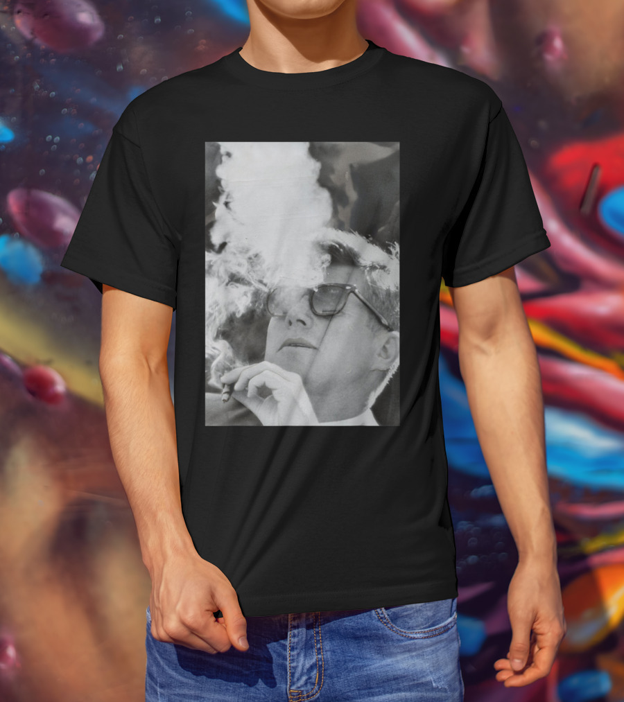 JFK Smoking With Shades John Kennedy Iconic Cigar Image T-Shirt