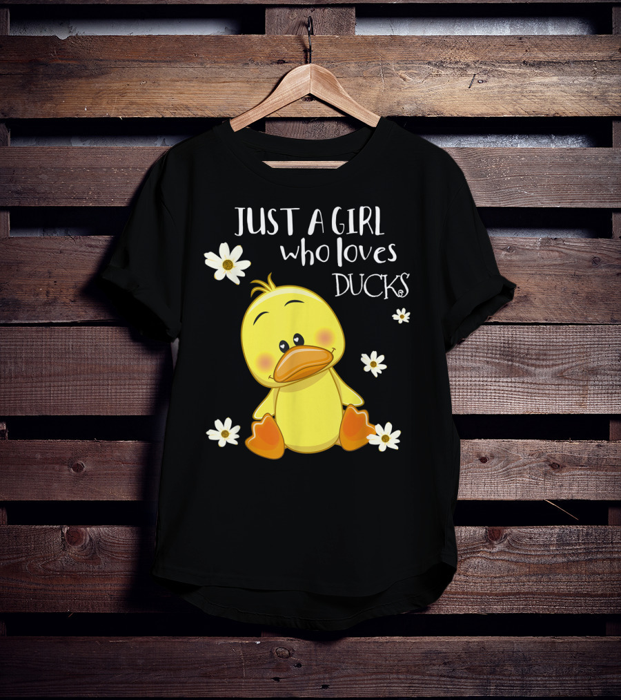 Just A Girl Who Loves Ducks Cute Duck Lover With Flowers T-Shirt