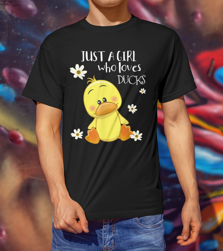 Just A Girl Who Loves Ducks Cute Duck Lover With Flowers T-Shirt