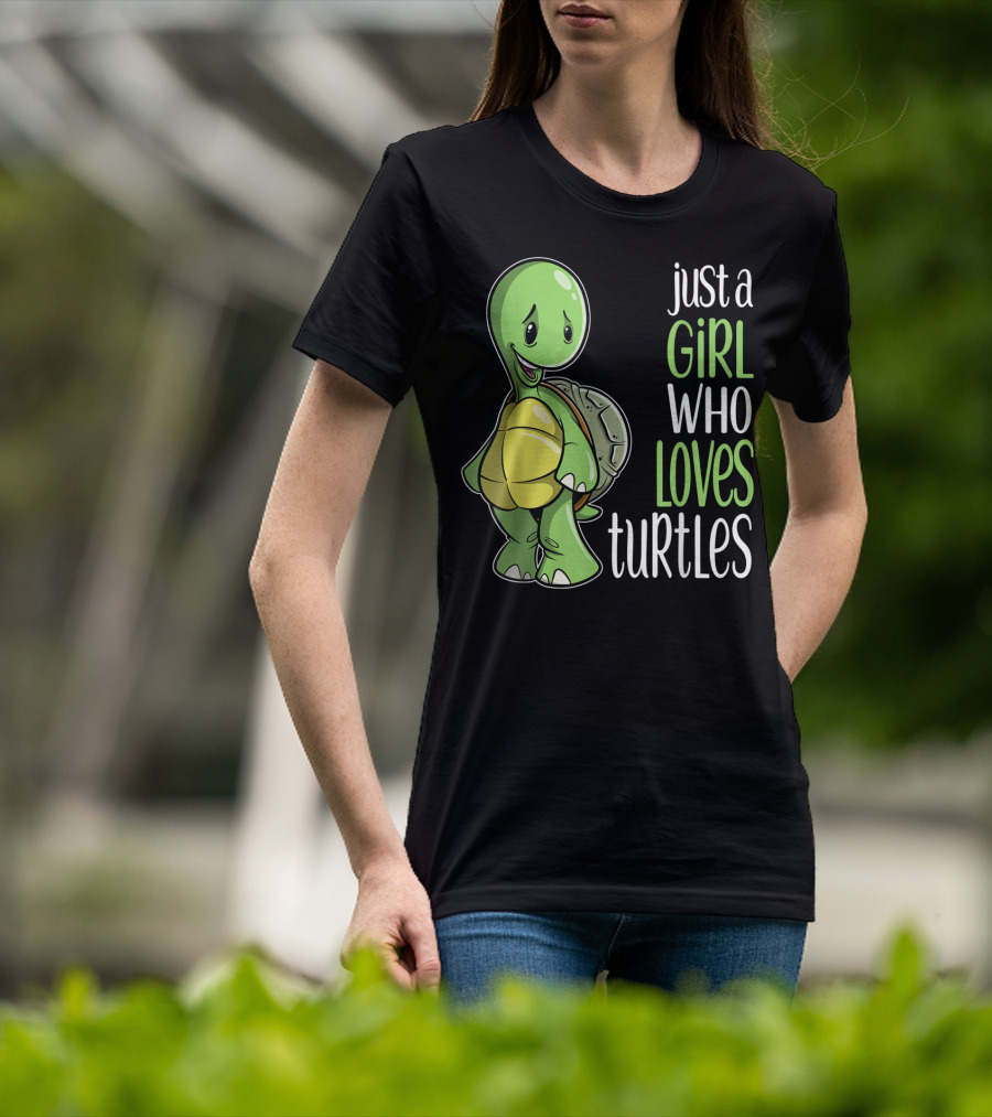 Just A Girl Who Loves Turtles Cute Cartoon T-Shirt