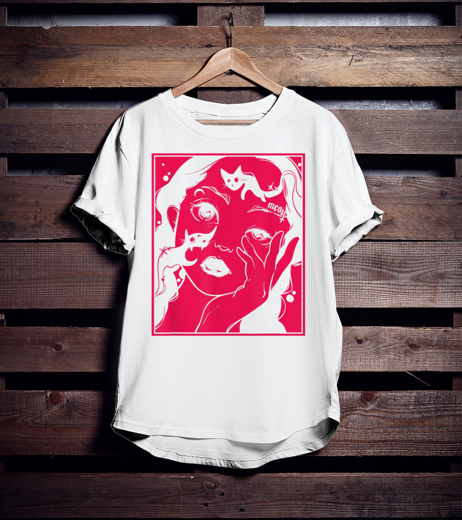 Kawaii Soft Grunge Egirl Aesthetic Harajuku Meow Black Cat Motif T-Shirt