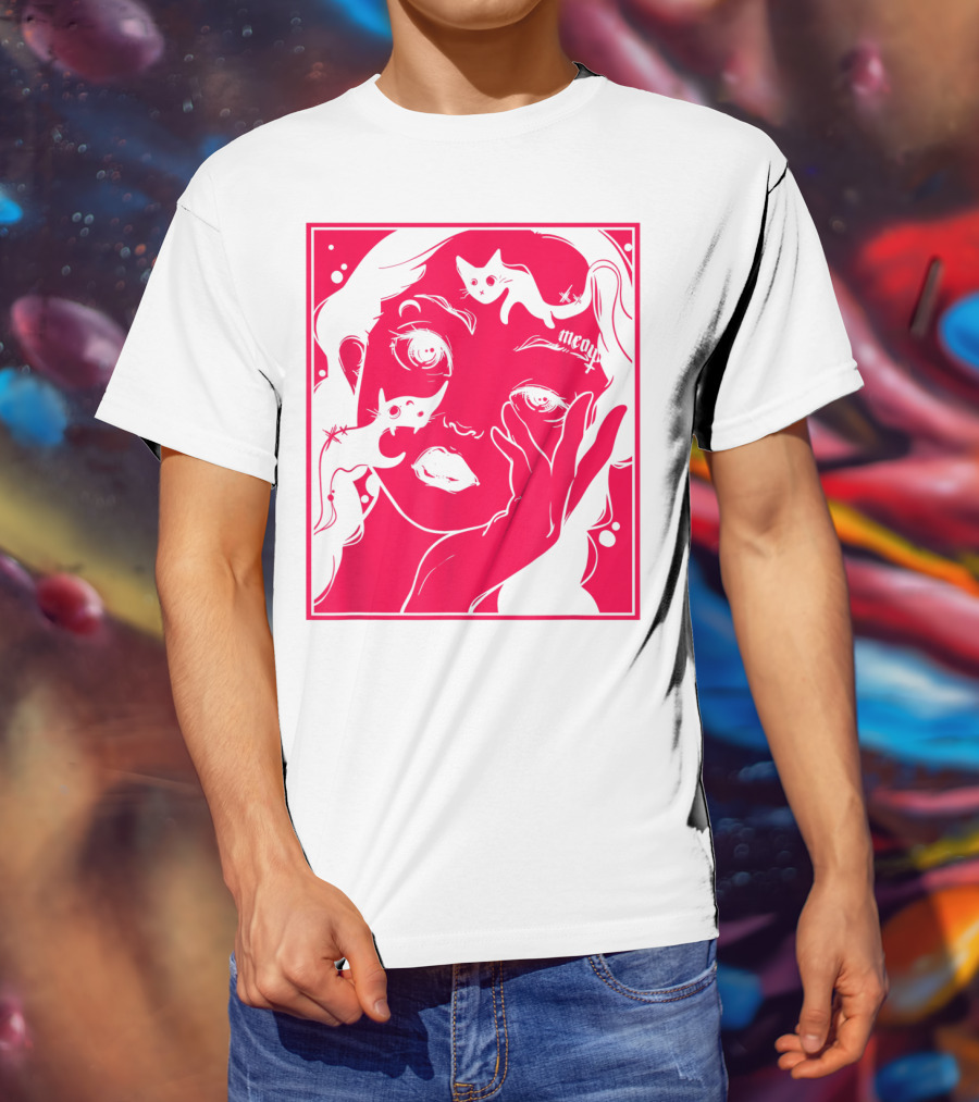Kawaii Soft Grunge Egirl Aesthetic Harajuku Meow Black Cat Motif T-Shirt