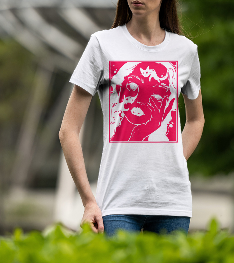 Kawaii Soft Grunge Egirl Aesthetic Harajuku Meow Black Cat Motif T-Shirt