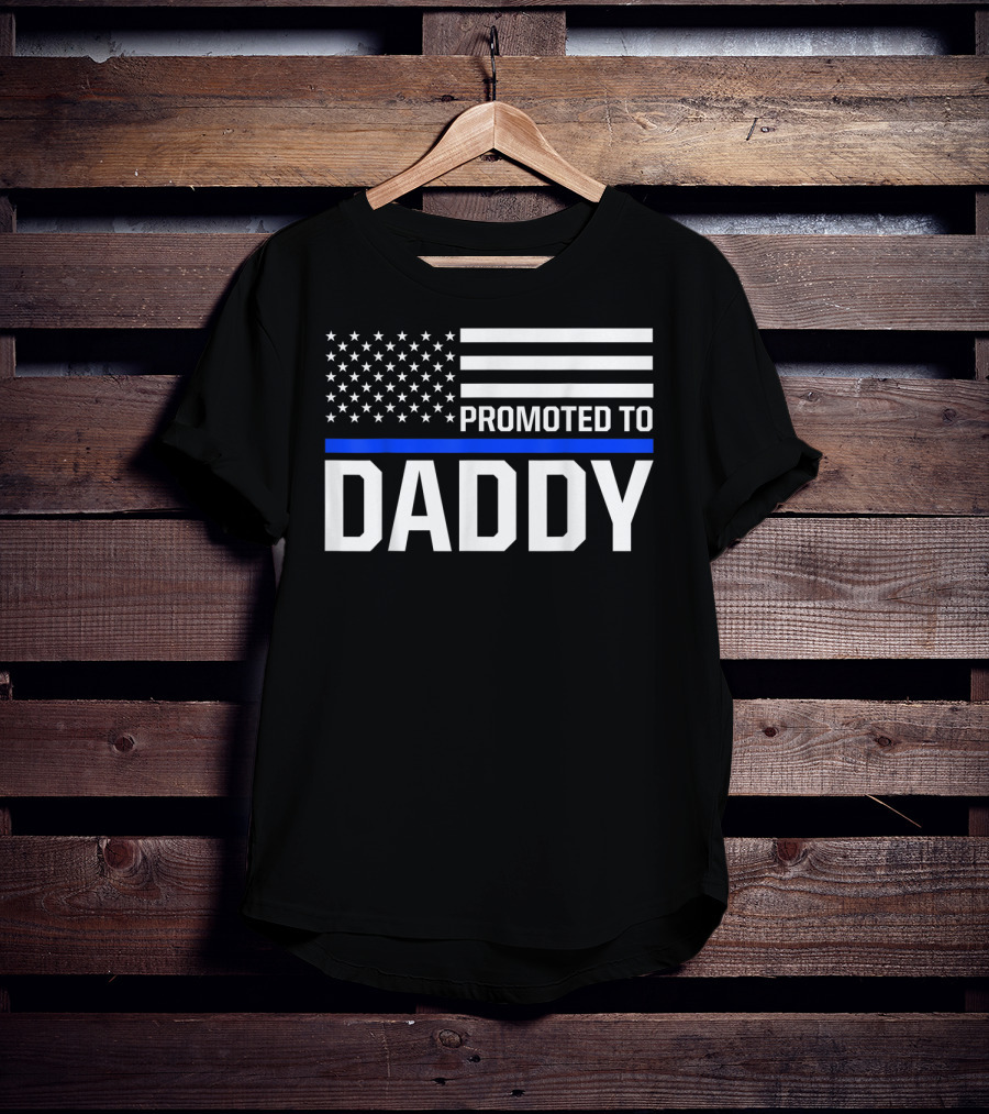 Mens Promoted To Daddy First Time Dad To Be Police Law Enforcement T-Shirt