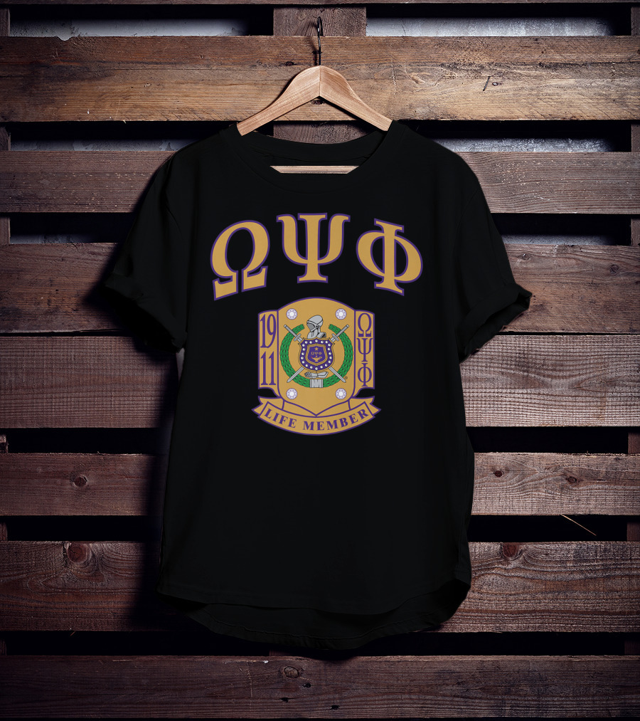 Omega Psi Phi Fraternity Inc 1911 Life Member Crest T-Shirt