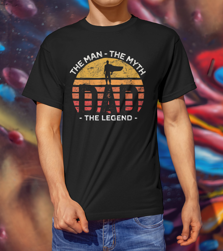 The Man The Myth The Legend Dad Superhero Silhouette Sunset T-Shirt