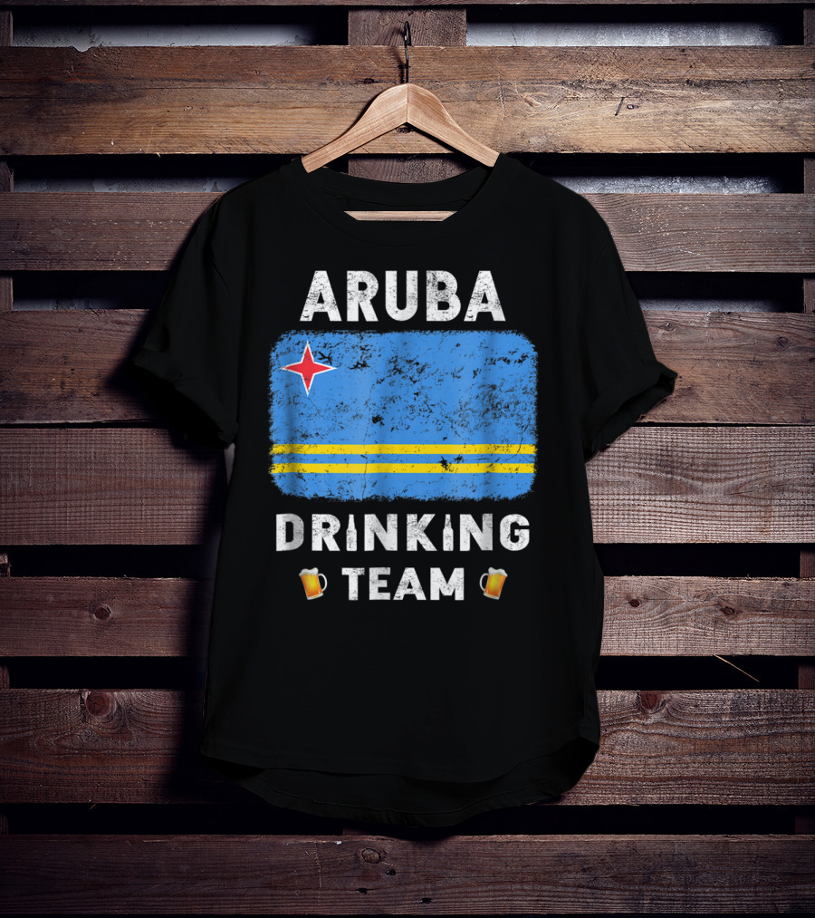 Aruba Drinking Team Country Alcohol Beer Flag And Beer Mugs T-Shirt