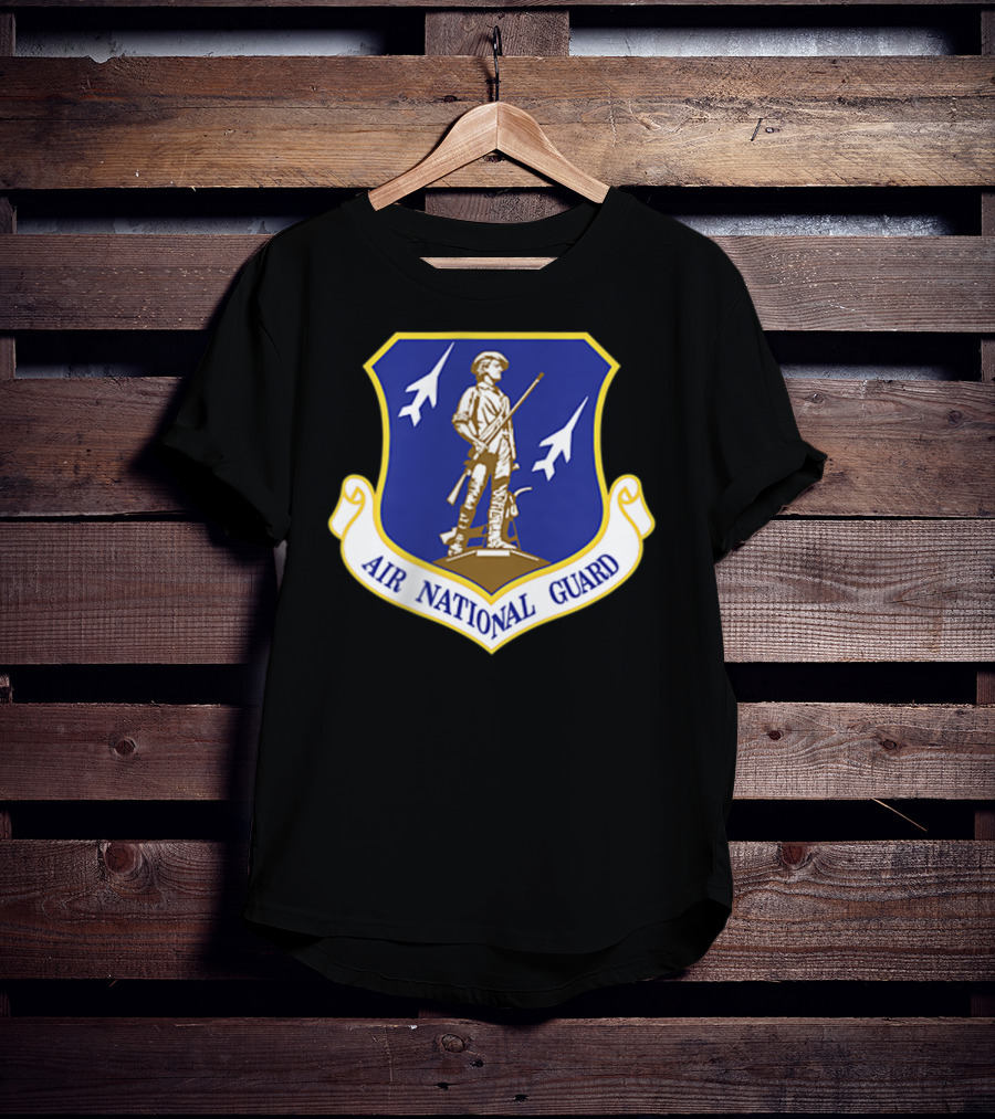 Air National Guard Military Veteran Morale PT Stat Shield Logo With Soldier And Jets T-Shirt