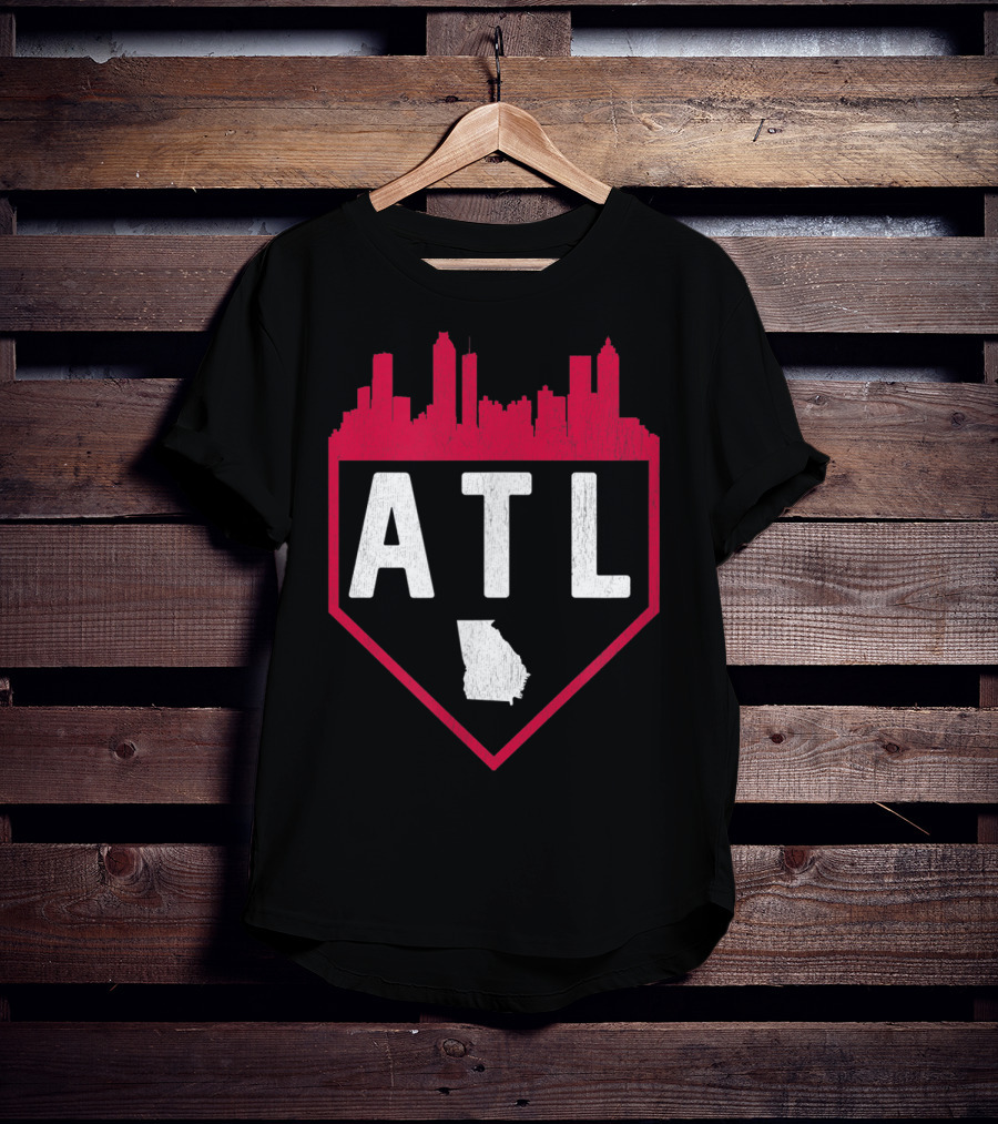 ATL Skyline Home Plate Atlanta Baseball Vintage Georgia T-Shirt