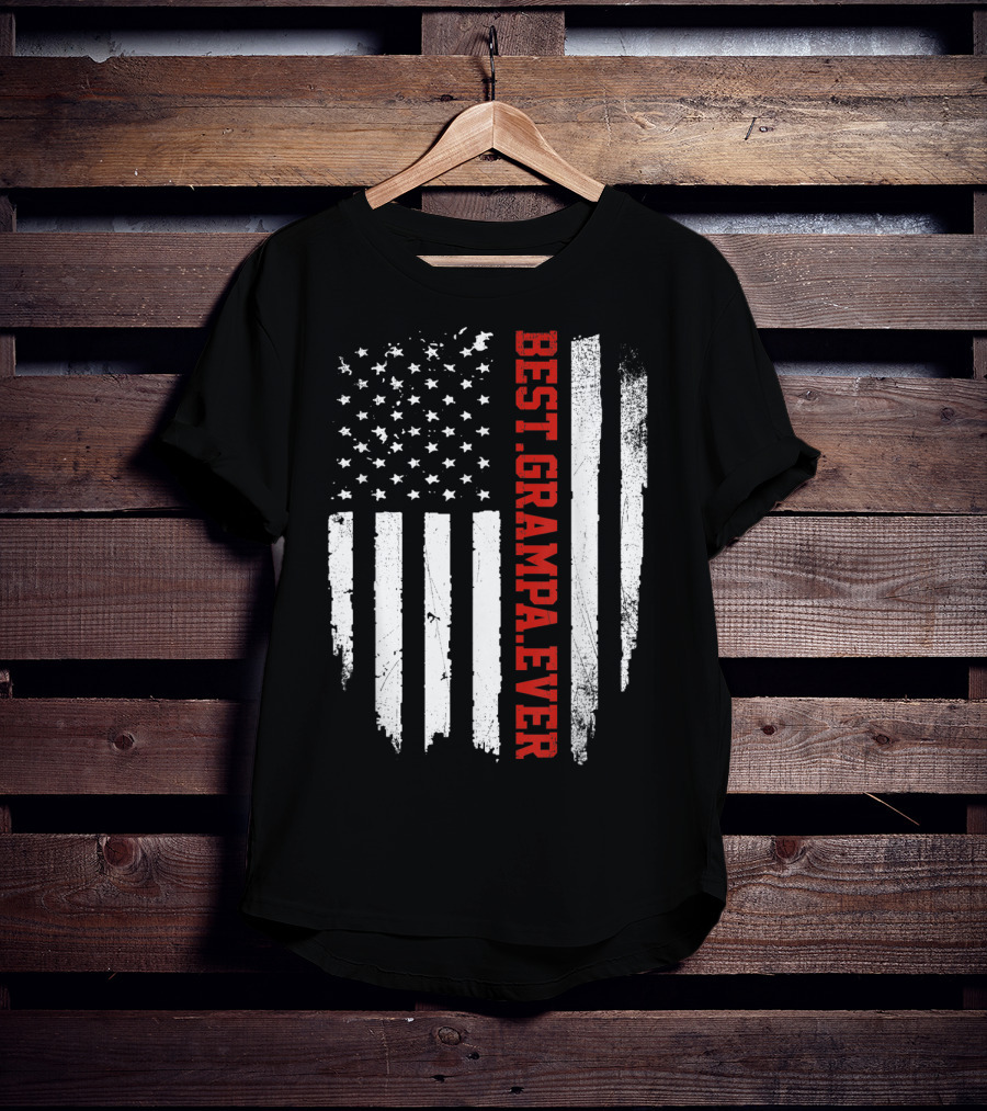 Best Grampa Ever Vintage USA Flag American T-Shirt
