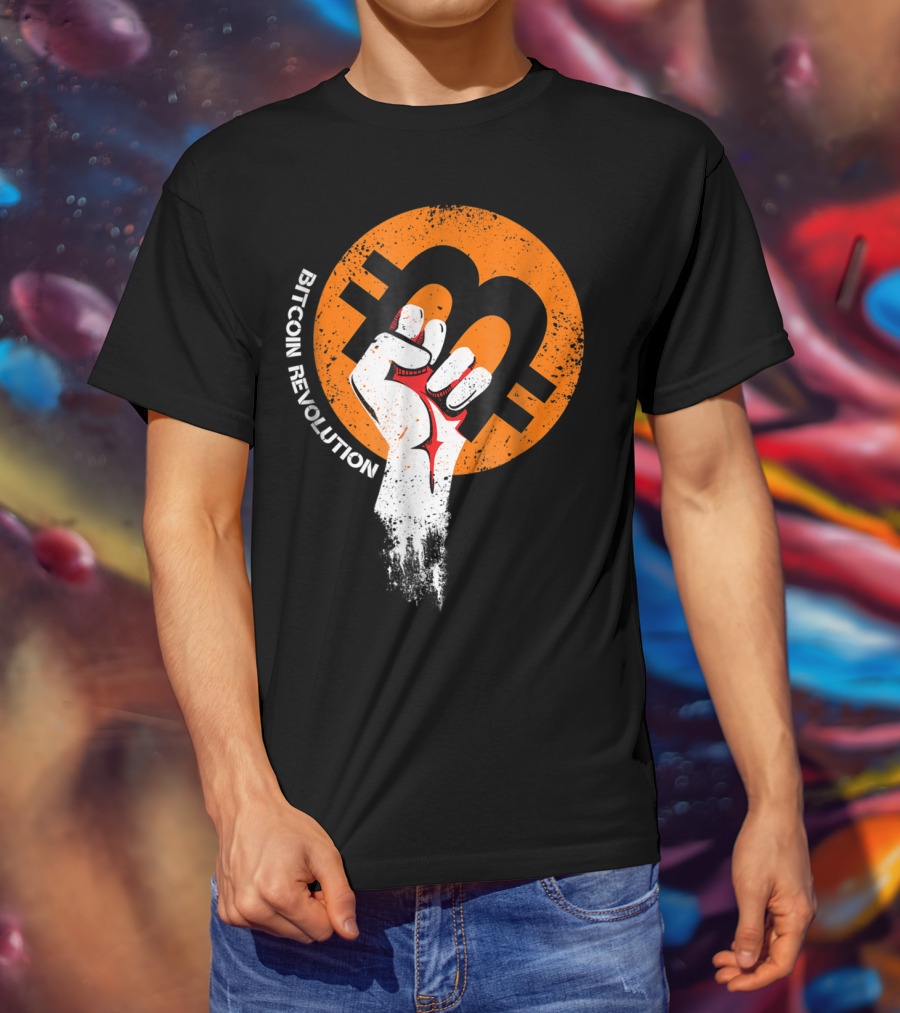 Bitcoin Cryptocurrency BTC Revolution Fist T-Shirt