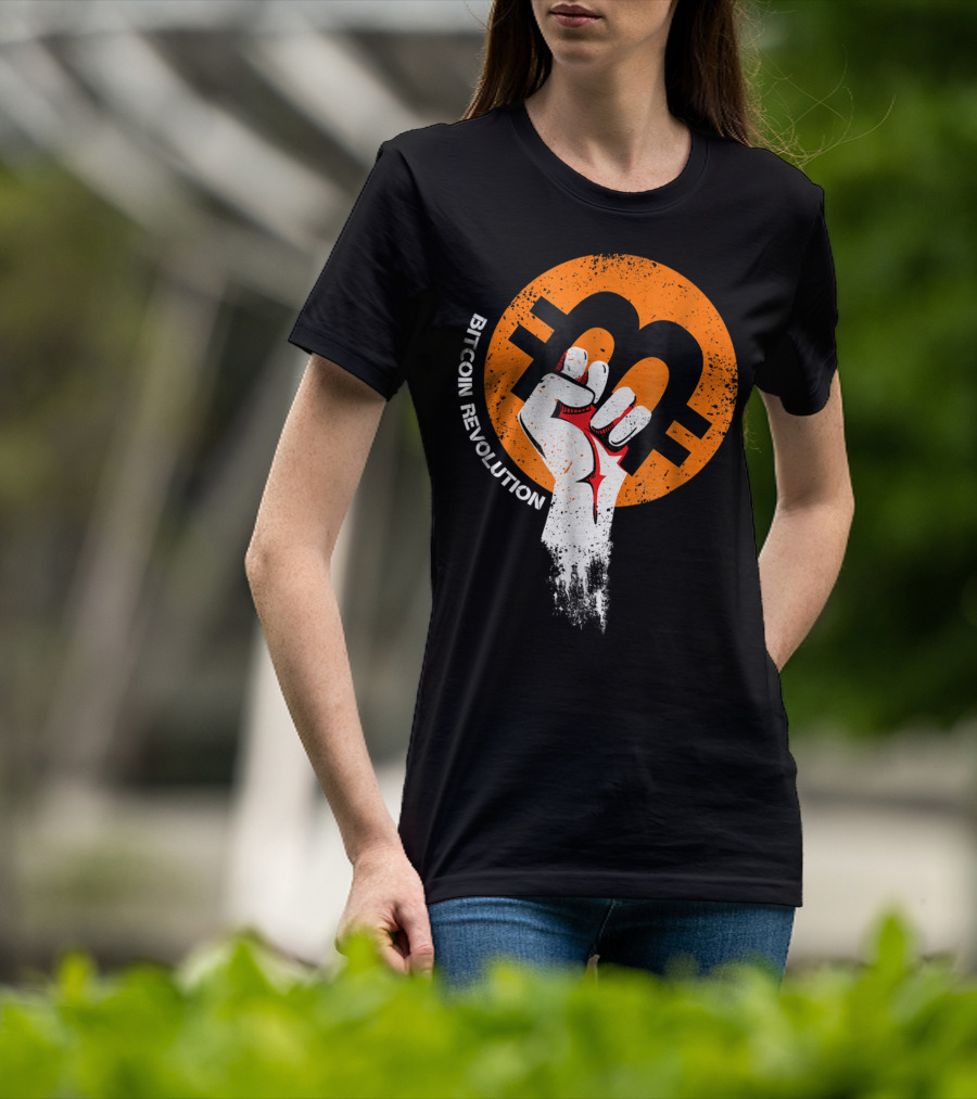 Bitcoin Cryptocurrency BTC Revolution Fist T-Shirt