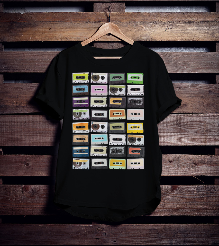 Colorful 1980s Cassette Tape Mixtapes Radio Music T-Shirt