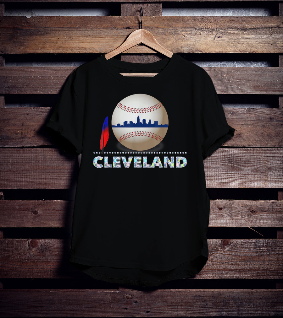Cleveland Baseball Skyline Feather Emblem T-Shirt