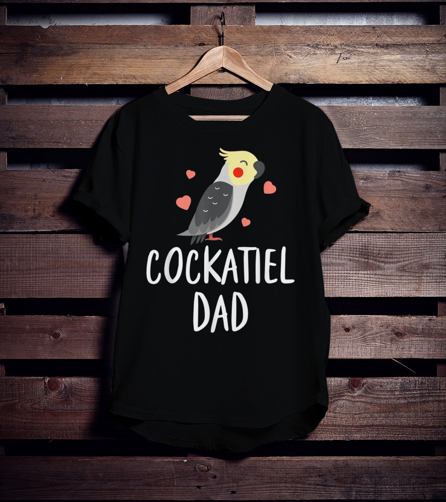 Cockatiel Dad Cute Funny Bird Lover With Hearts T-Shirt