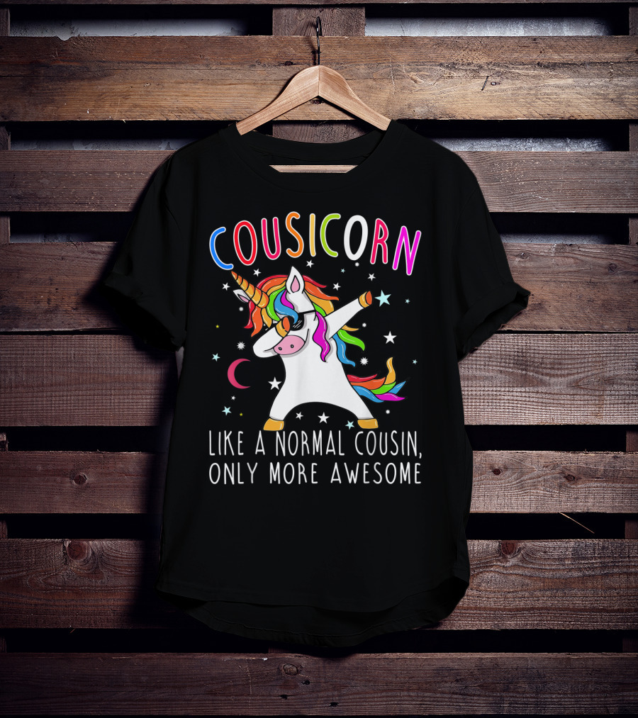 Cousicorn Like A Normal Cousin Only More Awesome Unicorn Dab Rainbow Stars T-Shirt