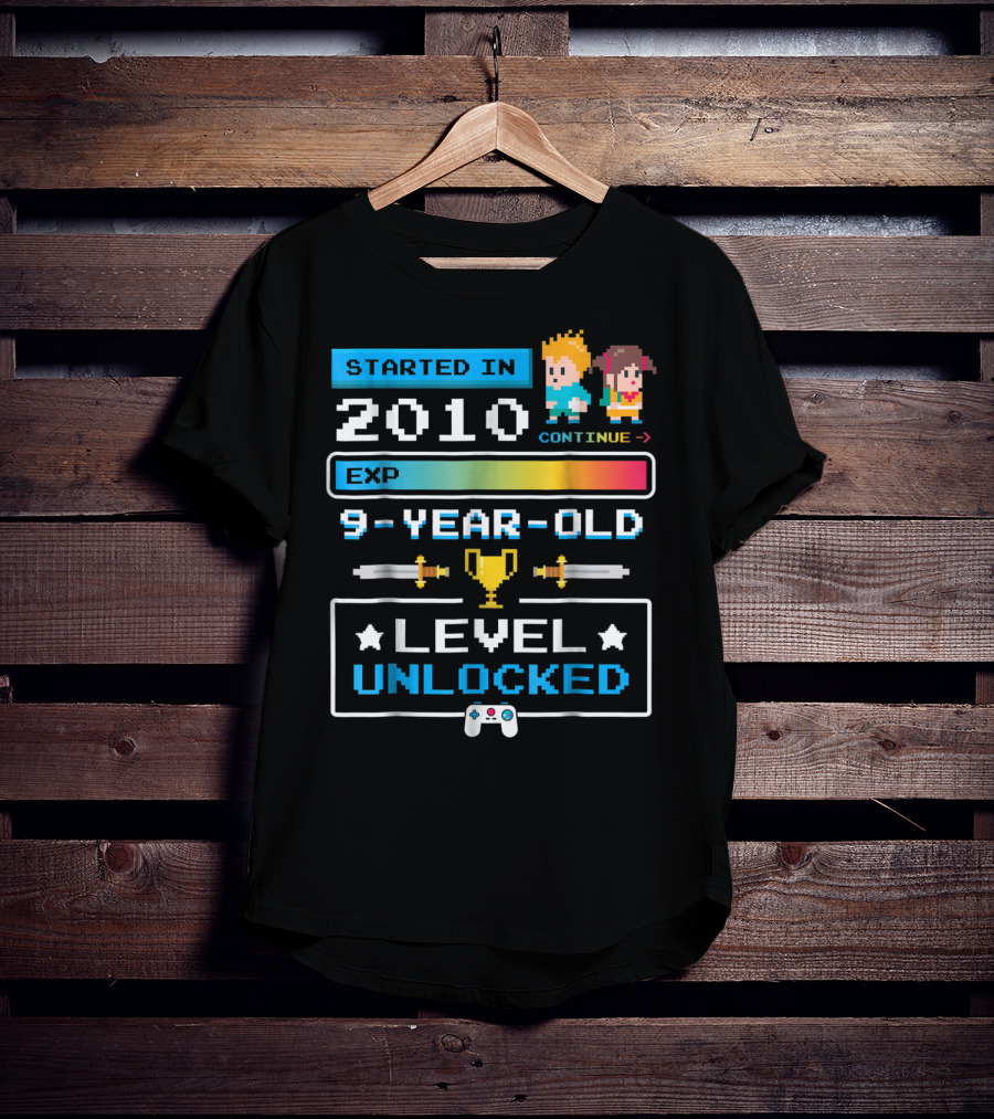 Started In 2010 9 Year Old Level Unlocked Gamer EXP Trophy T-Shirt