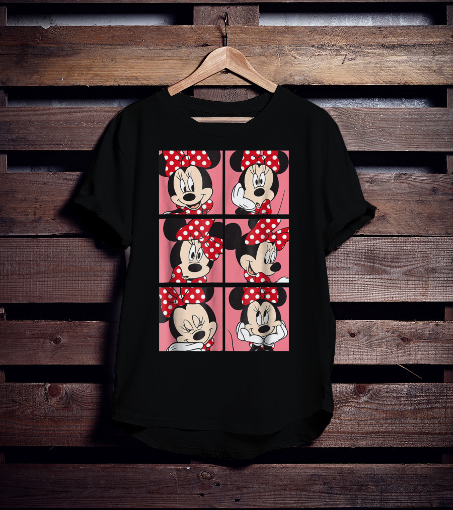 Disney Minnie Mouse Red Polka Dot Bow Pink Grid Expressions T-Shirt