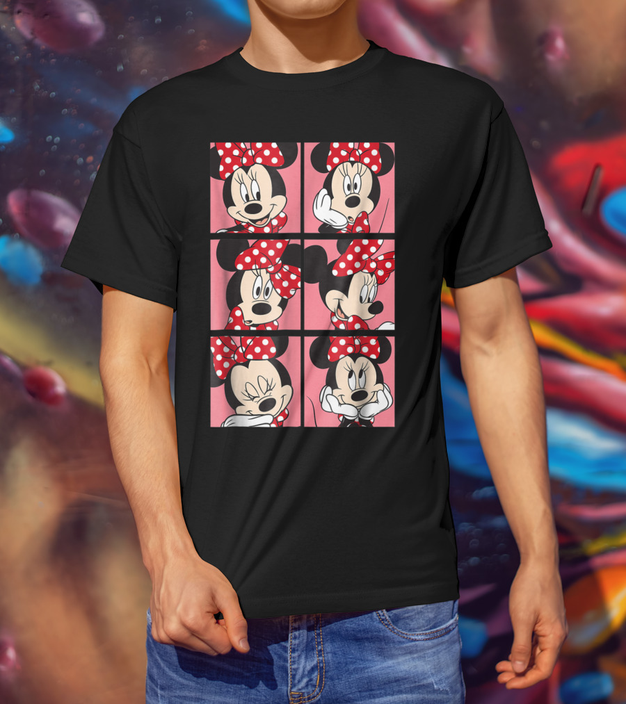 Disney Minnie Mouse Red Polka Dot Bow Pink Grid Expressions T-Shirt