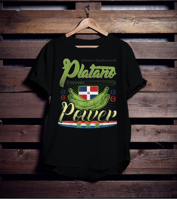 Dominican Republic Presents Platano Power Flag Baseball T-Shirt
