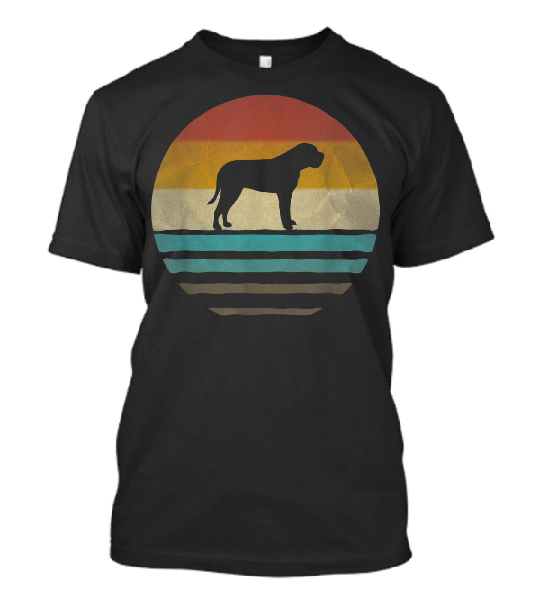 English Mastiff Dog Vintage 70s Retro Sunset T-Shirt