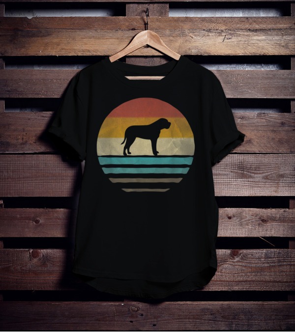English Mastiff Dog Vintage 70s Retro Sunset T-Shirt