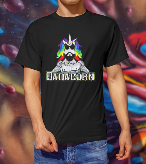 Dadacorn Rainbow Unicorn Man With Sunglasses T-Shirt