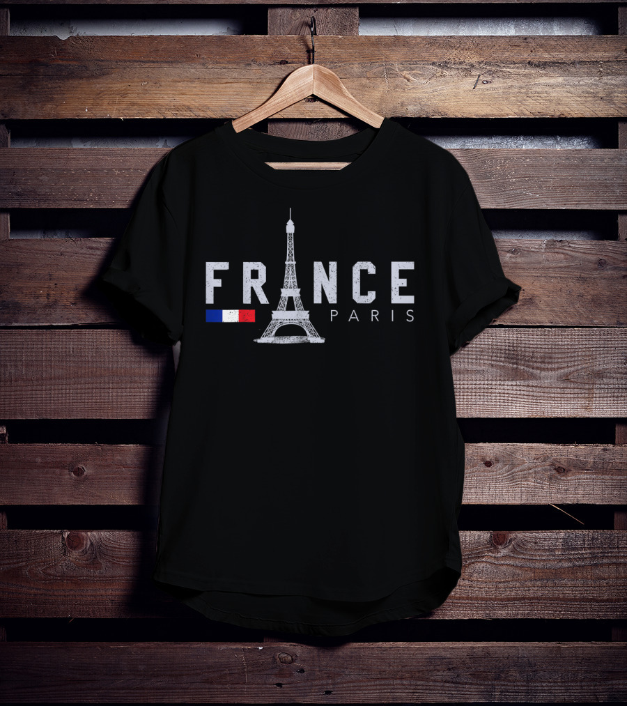 France Paris Eiffel Tower With French Flag T-Shirt