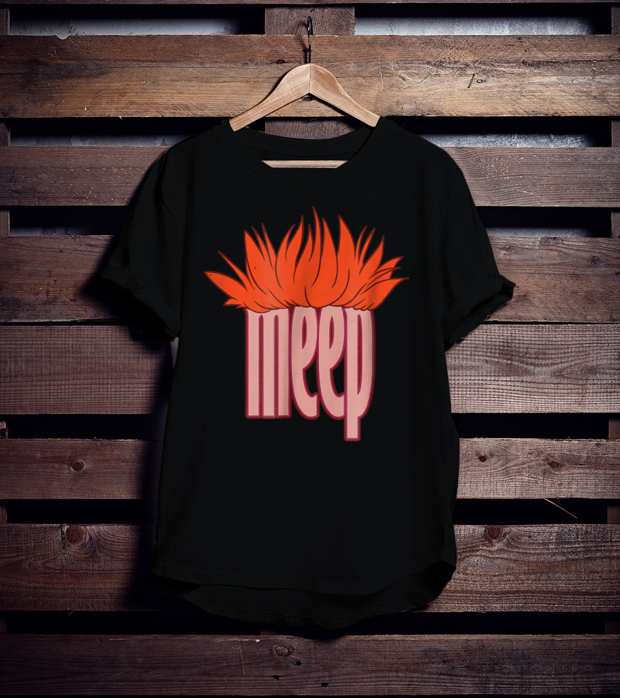 Meep Hair Orange Flame Text T-Shirt