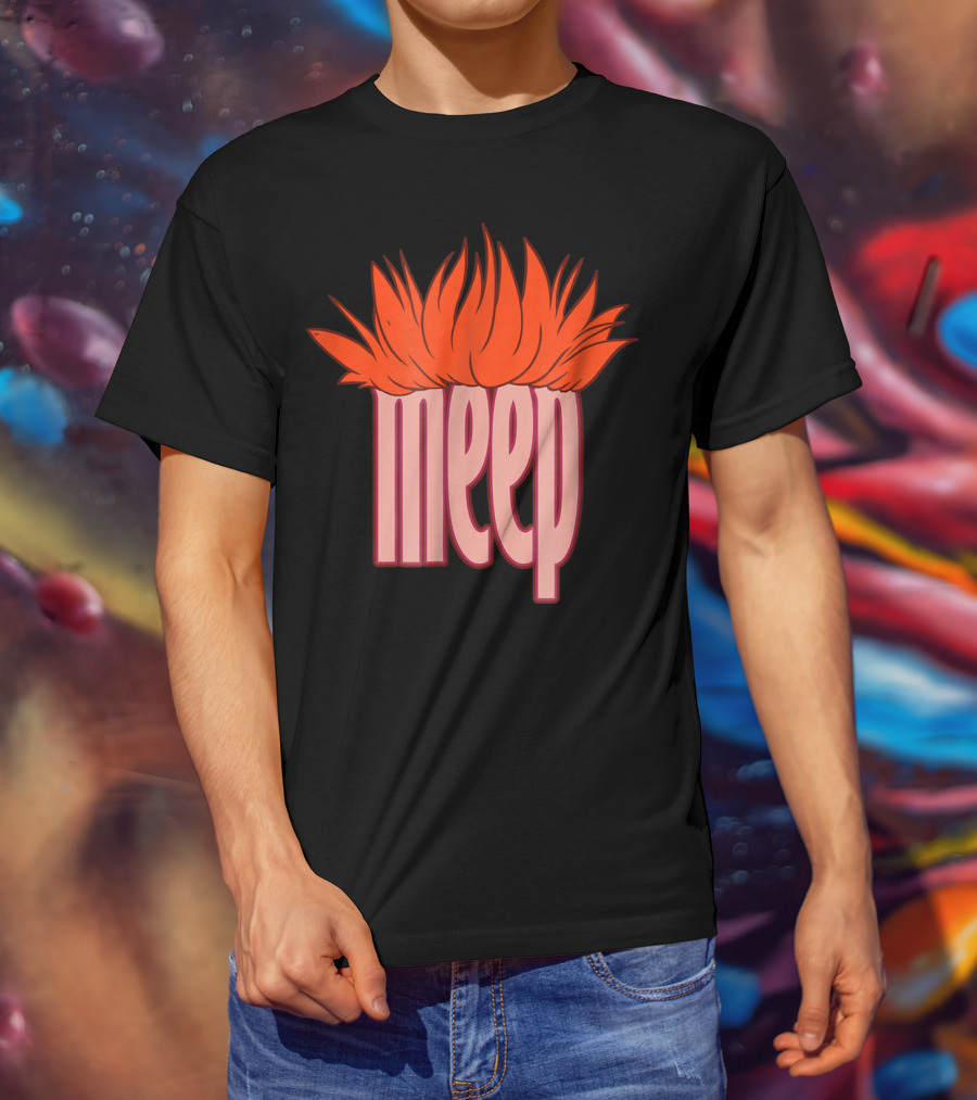 Meep Hair Orange Flame Text T-Shirt