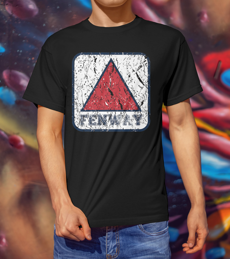 Fan Of Fenway Boston Distressed Baseball Sign Triangle T-Shirt