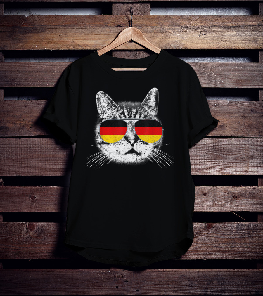 Cat With German Flag Sunglasses Heritage Pride Germany T-Shirt