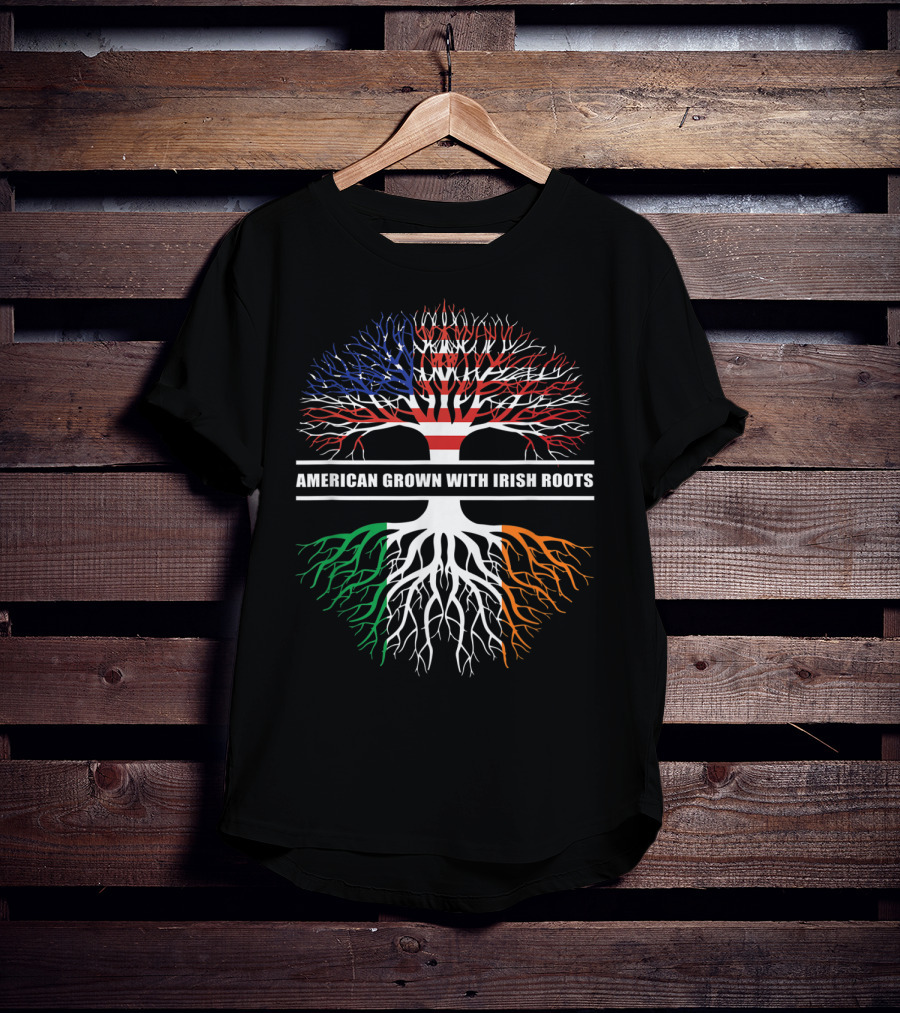 American Grown With Irish Roots Flag Holiday Irish T-Shirt