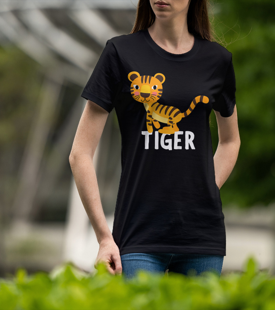 Tiger Cartoon Illustration For Kids And Girls T-Shirt