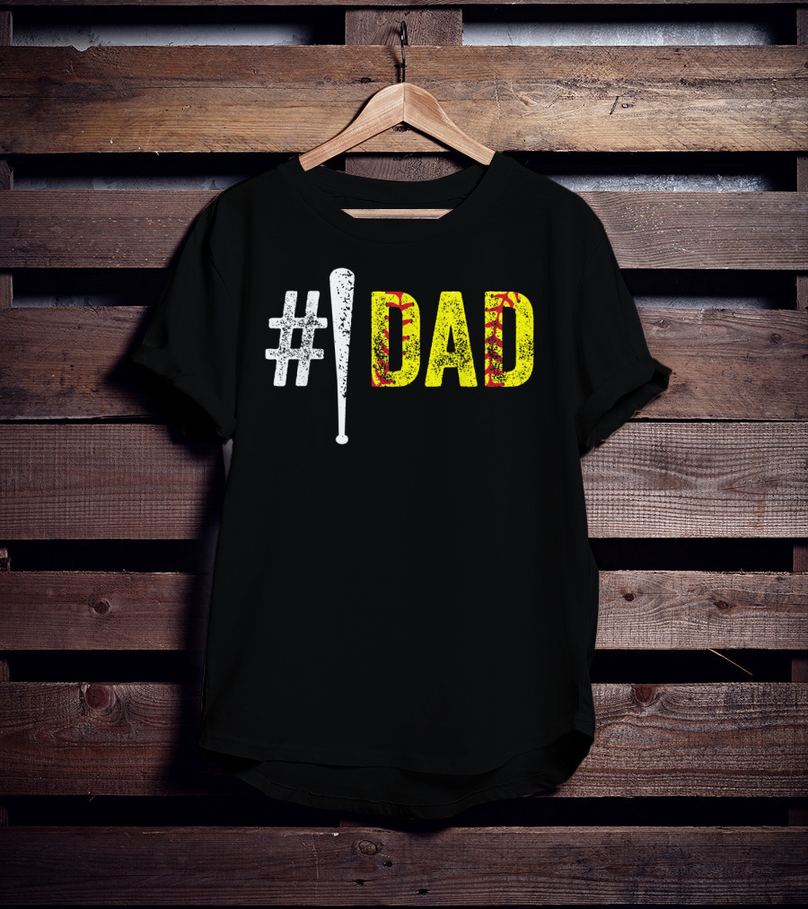 1 Dad Number One Softball Fan Dad T-Shirt